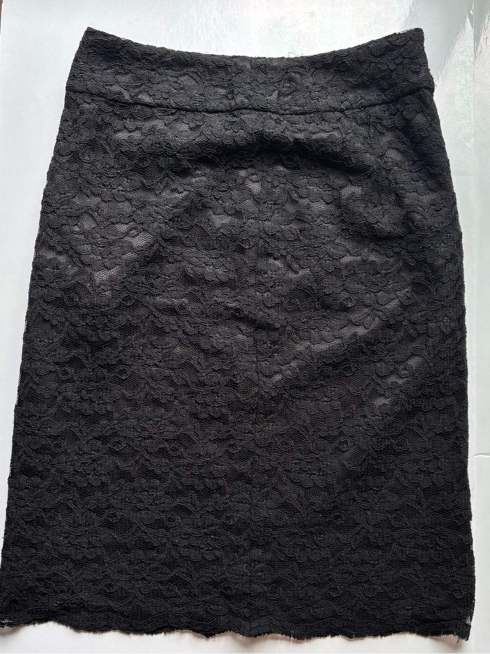 Banana Republic Black Lace midi pencil  skirt whimsigoth office dark feminine